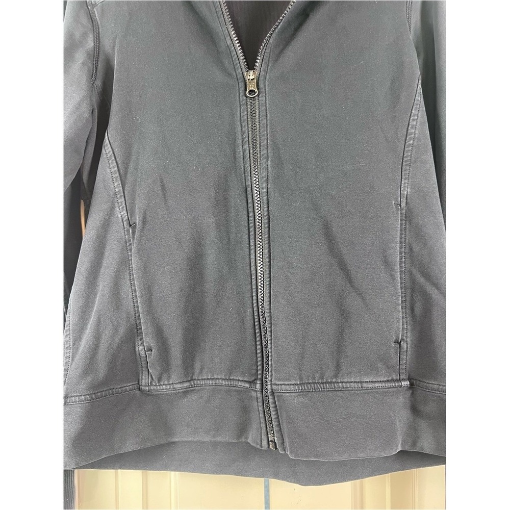 Lululemon Full Zip Hooded Jacket Black Gray Vented Back Fleece Hoodie Size 4 - Picture 4 of 8